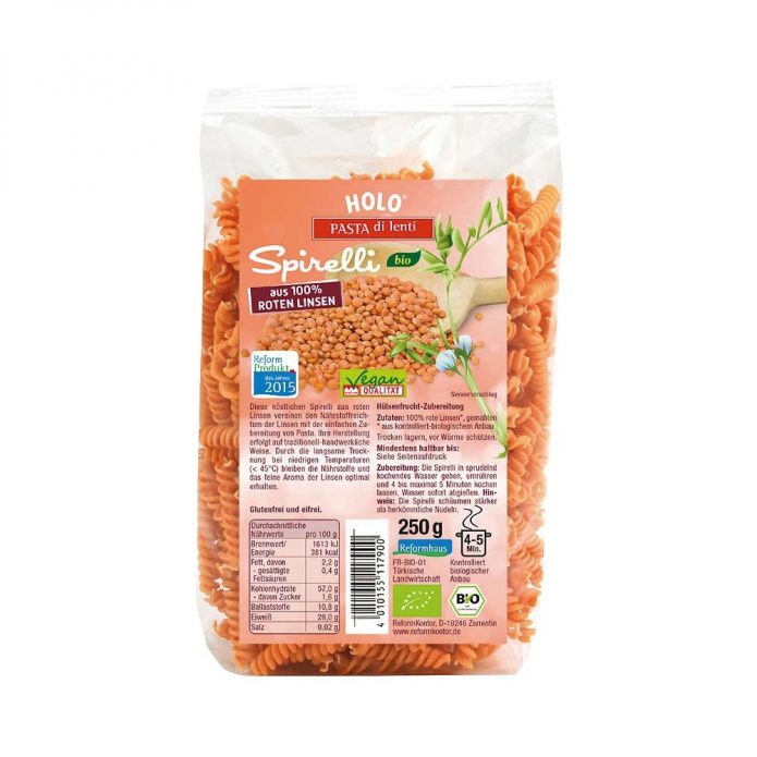 Nui xoắn hữu cơ từ đậu lăng đỏ hữu cơ 250g - HoLo